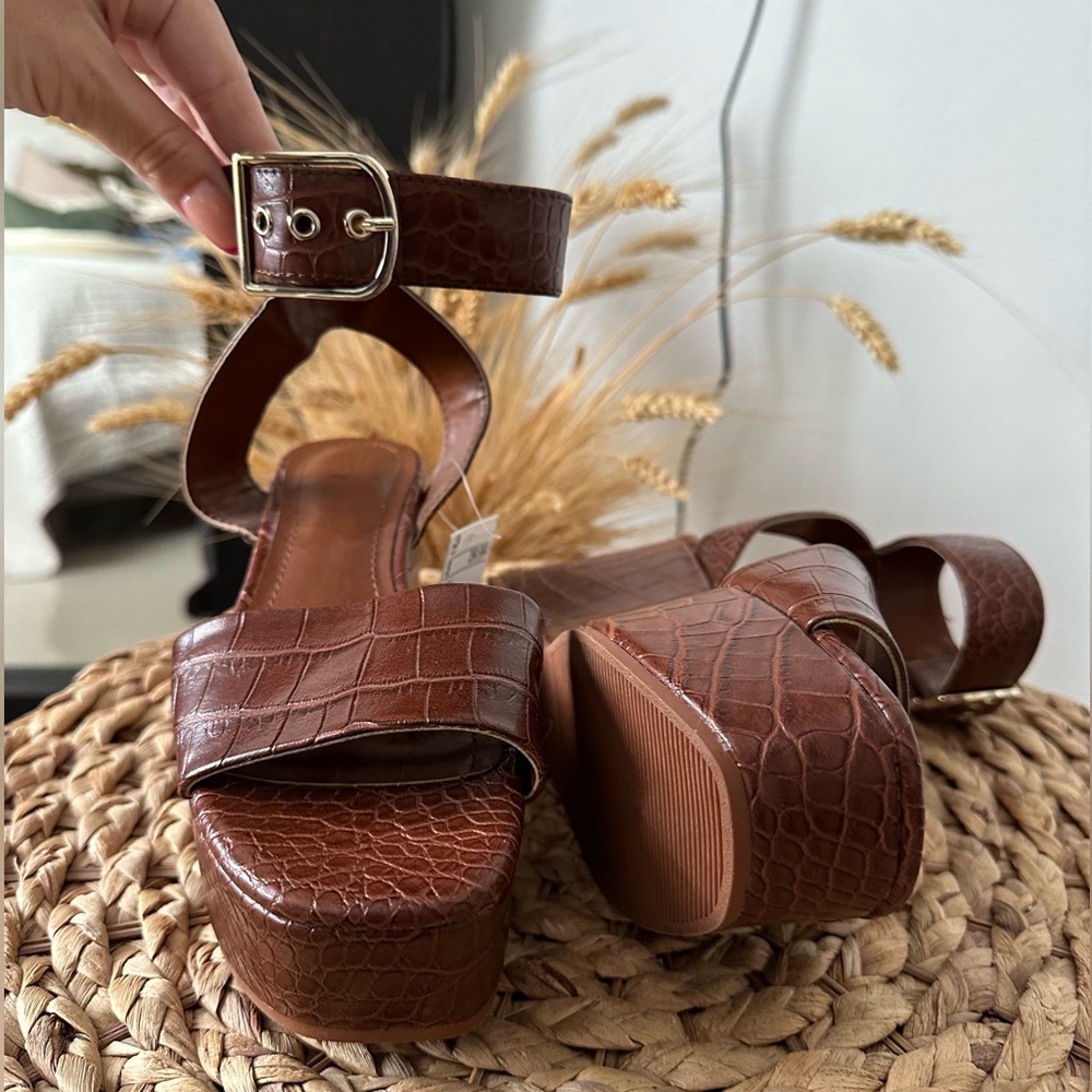 Brown Snake Skin Platform Sandal